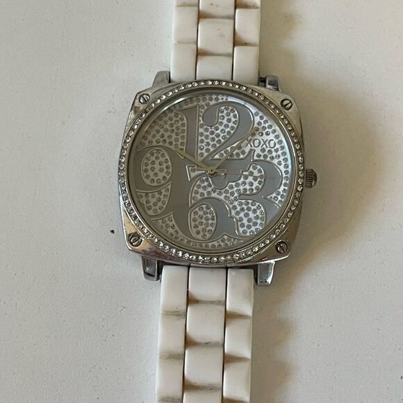 Used XOXO Womens White Rhinestone Watch - Picture 2 of 5